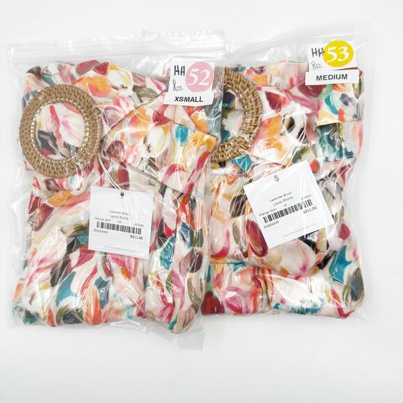 NEW Lavender Brown Laura Shorts Orange Floral Cotton Belted XS cottagecore boho - Picture 4 of 4